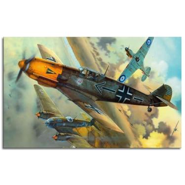 Imagem de Messerchmitt Wall Art Military Canvas Prints War Poster For Home Conjunto de 1 Decorações Noframed 33.0 cmx20.3 cm