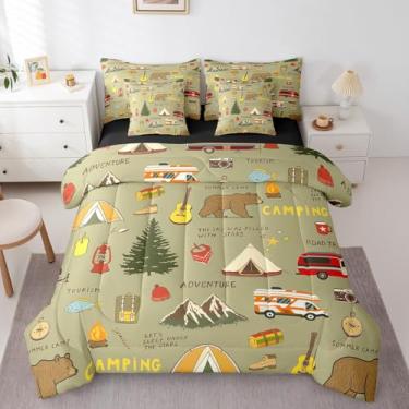 Imagem de Erosebridal Conjunto de edredom casal, 7 peças, para acampamento, acampamento, rústico, reversível, casa de fazenda, todas as estações