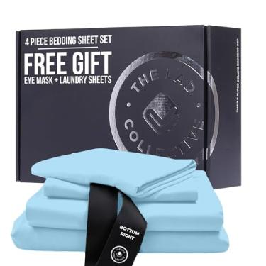 Imagem de THE LAD COLLECTIVE Jogo de cama King Califórnia 3.0 - Jogo de cama de 4 peças com lençol de elástico, lençol de cima e 2 fronhas padrão [edredom não incluído] - Bambu - Algodão - Coleção Bahamas Azul