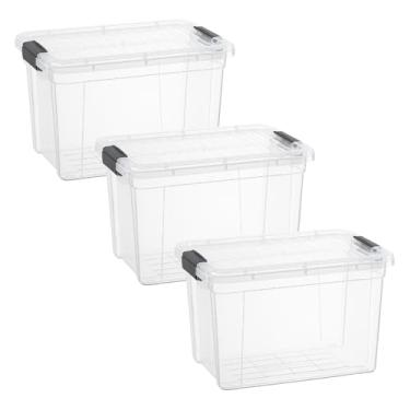 Imagem de Superio Caixas de armazenamento com tampas - pacote com 3, caixas transparentes de 2,5 litros para organização, recipientes de plástico empilháveis - livre de BPA, não tóxico, sem odor, organizador
