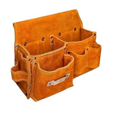 Imagem de Cinto de Ferramentas Carpinteiro com Suporte para Martelo e Bolsos Lado a Carpintaria Melhoria Construção Residencial Manutenção Instalação Design