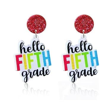 Imagem de Brincos coloridos de professores estudantes primeiro dia de aula acrílico com letras de madeira brincos de volta às aulas presentes de agradecimento do professor, Resina Acrílico Madeira, Sem pedra preciosa