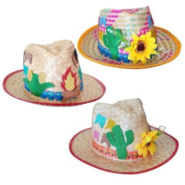 Imagem de Chapéu De Palha Infantil Festa Junina Decorado