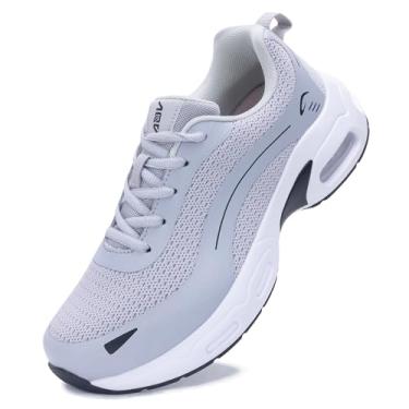 Imagem de Artlea Tênis feminino de caminhada com suporte de arco ortopédico para fascite plantar tênis feminino moderno para alívio da dor nos pés, tamanho 35-42, Cinza preto, 40