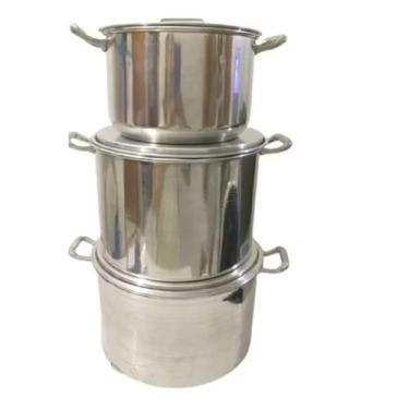 Imagem de Kit Caldeirão De Aluminio Para Feijoada Jogo 3 Peças - Panela Industri