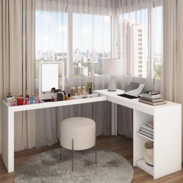 Imagem de Penteadeira Escrivaninha Charlotte com Espelho Branco - Panorama Móvei