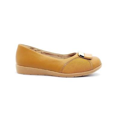 Imagem de Sapatilha joanete com enfeite usaflex elastano-couro, Camel, 38