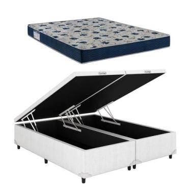 Imagem de Cama Box Baú Casal Bipartido Branco Colchão ISO 60 D28 - Ortobom - Alt