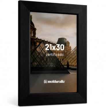 Imagem de Moldura A4 21x30 Madeira Preto com Vidro para Certificado Diploma Foto Decoração Sala Escritório Quarto Premium MOLDURALLE (1, 21 x 30)