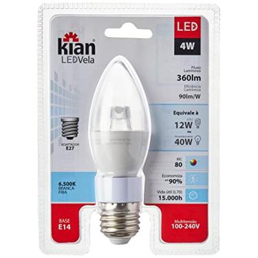 Imagem de Kian - Lâmpada Led Vela Bulbo Claro 4W 6.500K Branca Fria Bivolt