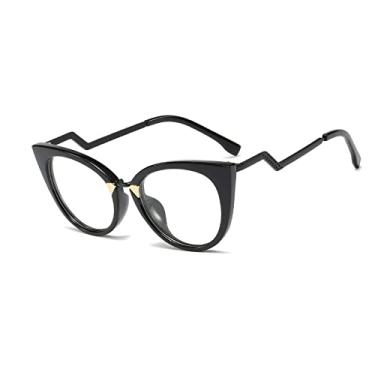Imagem de Armações de óculos de olho de gato fashion para mulheres, óculos de bloqueio, lentes claras, óculos grandes senhoras uv400,1, china