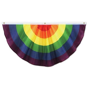 Imagem de Beistle Faixa de tecido com listras arco-íris, 4' - 1 peça, 10 cm