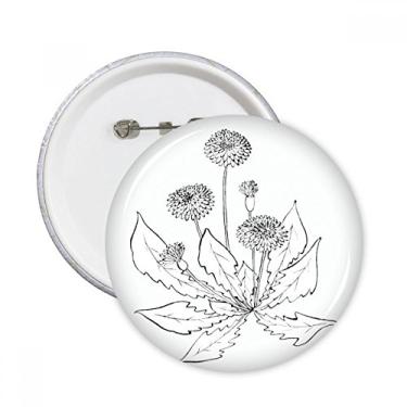 Imagem de Dente-de-leão florescendo flores pretas brancas alfinetes redondos emblema botão decoração acessório 5 peças