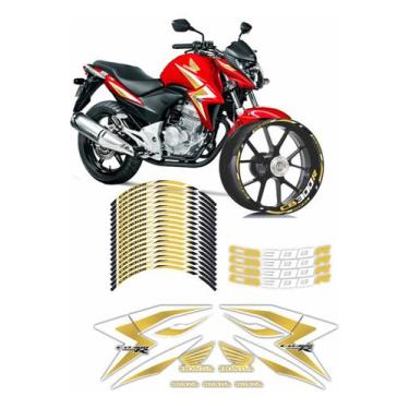 Imagem de Adesivo Kit Carenagem Honda Cb 300r Branco E Dourado Wb363 - Resitank