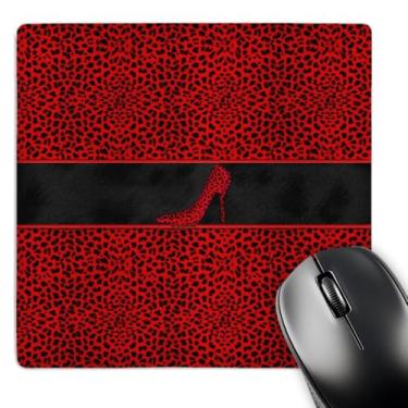 Imagem de 3dRose Mouse pad LLC 20,3 x 20,3 x 0,63 cm, estampa de guepardo vermelha e salto agulha (mp_38694_1)