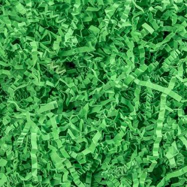 Imagem de Gloreyan Triturador de papel cortado enrugado de grama de Páscoa de 1/2 libra, papel de ráfia verde, para encher cesta de presente de Páscoa, suprimento de festa