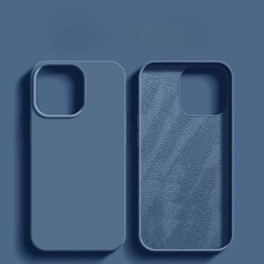 Imagem de Capa de silicone líquido para iPhone 13 14 11 12 15 Pro Max 15 Plus 15 14 Pro Max Capa protetora à prova de choque, N Azul, para iPhone 13 Pro