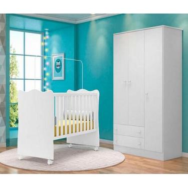 Imagem de Quarto Infantil Lua Encantada Berço, Guarda Roupa Branco - FbABY