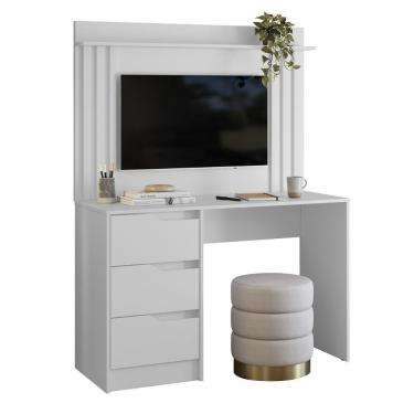 Imagem de Mesa Escrivaninha 3 Gavetas Painel Tv 40 Pol Doble Branco - Albatroz
