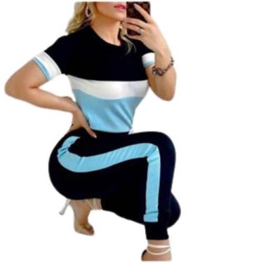 Imagem de Calça Feminina Jogger Com Listras Nas Laterais - Amariti, Pretolistra 