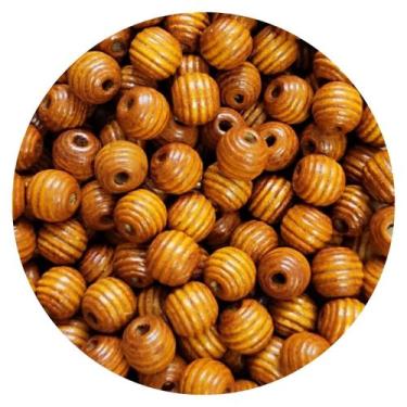 Imagem de 300 Pérola Madeira Frisada 8mm Mogno Bola Miçanga Artesanato - Man Avi