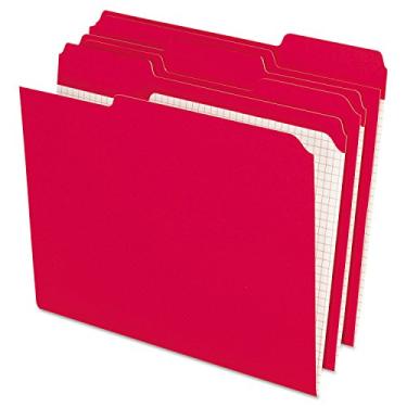 Imagem de Pendaflex Pasta de arquivo colorida PFXR15213RED com grade interna, tamanho de letra, vermelho, corte 1/3, 100/BX (R152 1/3 VERMELHO)
