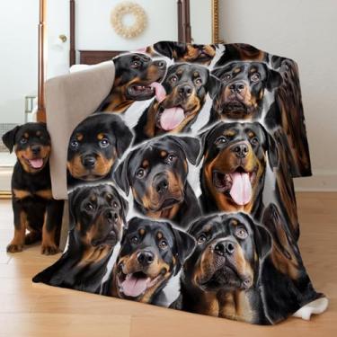 Imagem de CHMKMF Manta Rottweiler para cães para mulheres e homens, presentes Rottweiler para amantes de cães 127 x 152 cm