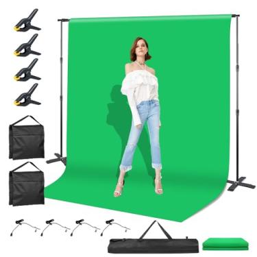 Imagem de Fundo Infinito para Fotografia 3m(L) x 2.4m(A) - Suporte Retrátil Ajustável + Fundo de Tela Verde + Braçadeira Fixa +Bolsa