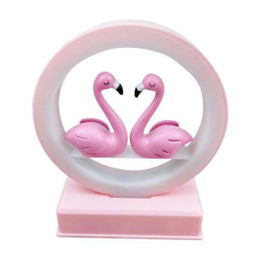 Imagem de Lâmpada de luz noturna Flamingo com resina plástica rosa musical