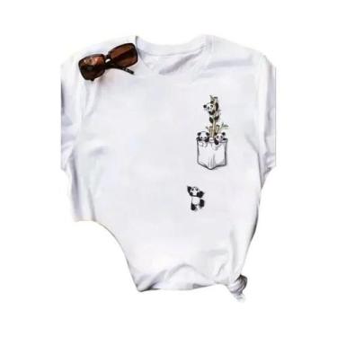 Imagem de Camiseta Feminina Solta De Verão Com Estampa De Coração De Panda, Mang