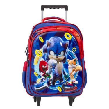 Imagem de Mochila Infantil Masculina Rodinha Sonic 3D Knuckles Tails - TOYS 2U