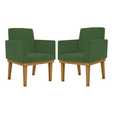 Imagem de Kit 2 Cadeiras Recepção Reforçadas Poltrona Balaq verde
