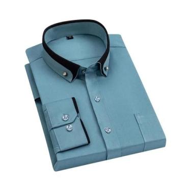 Imagem de Camisa Social Masculina Rosa Antirrugas Com Botões De Diamante, Manga 