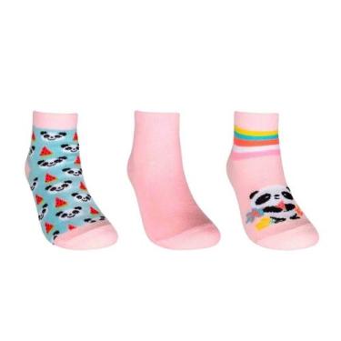 Imagem de Meia Hoahi Infantil Kit3x1 Estampada, Azul marinho, Rosa, 23-27