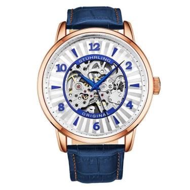 Imagem de Relógio Masculino Stuhrling 3973 Automático 48mm, Ouro Rosa e Azul