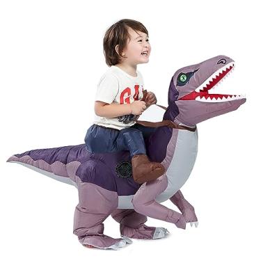Imagem de HSCTEK Fantasia inflável de dinossauro infantil, meninos e meninas, fantasia de velociraptor inflável, passeio em dinossauro, fantasia infantil de Dia das Bruxas