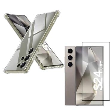 Imagem de Capa Capinha Anti Impacto + Película Premium 9D Cerâmica Para Galaxy S24 Ultra Tela De 6,8 Polegadas - (Bluepink)