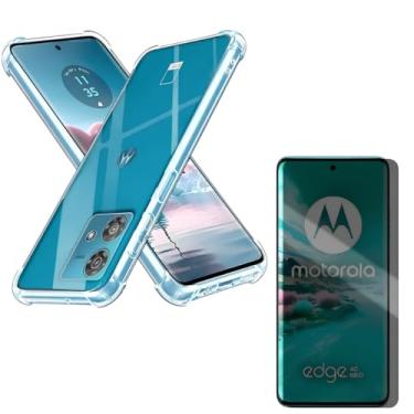 Imagem de Capa Capinha Anti Impacto + Película Privacidade 3D Para Moto Edge 40 Neo Tela De 6,55 Polegadas - (Bluepink)