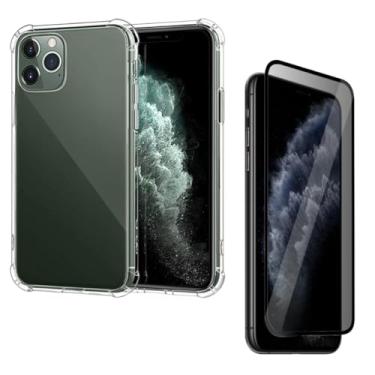 Imagem de Capa Capinha Anti Impacto + Película Privacidade 3D Para iPhone 11 Pro Tela De 5,8 Polegadas - (Bluepink)