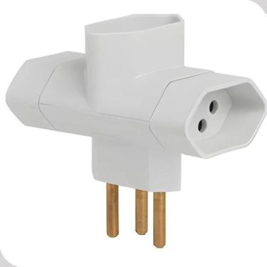 Imagem de Adaptador Pino Bipolar 3 Saidas Tipo T 2p+t 10a 250v Branco T Tomada P