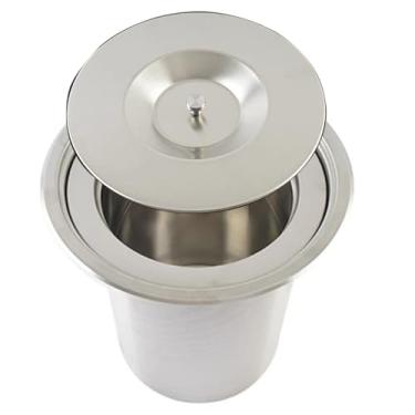 Imagem de Caixotes de lixo, calha de lixo embutida doméstica com tampa, cozinha 8L levanta a tampa lata de lixo fácil de limpar, fechada firmemente embutida lata de lixo peça para hotéis escritórios/barril de