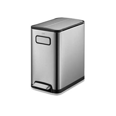 Imagem de Caixotes de lixo, lixeira 20LHousehold Liviroom com tampa aço inoxidável espessado Footdal cozinha polia grande tampa aberta dupla lata de lixo cozinha banheiro caixote