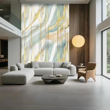 Imagem de Papel de parede com textura de mármore banhado a ouro autoadesivo impermeável à prova de umidade imitação de azulejo lavável cozinha e banheiro adesivo decorativo verde dourado 40 cm x 300 cm