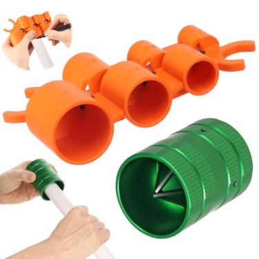 Imagem de Ferramenta de rebarbação de tubo 2 em 1 e conjunto de medidor de profundidade de 1/10.2 cm a 2.5 cm, alargador de tubo de metal de 4 lâminas para cobre de 1/10.2 cm a 1-5/20.3 cm, tubos de PVC, CPVC