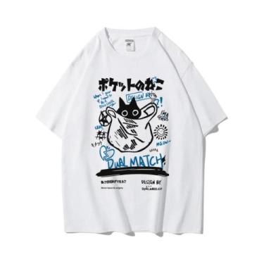Imagem de Camiseta Unissex com Estampa de Gato Kawaii - Estilo Harajuku, BR-G2, 
