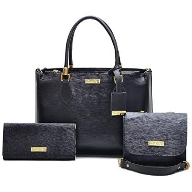 Imagem de Kit 2 Bolsas e Carteira Feminina Duart's Elegante Festa Preto