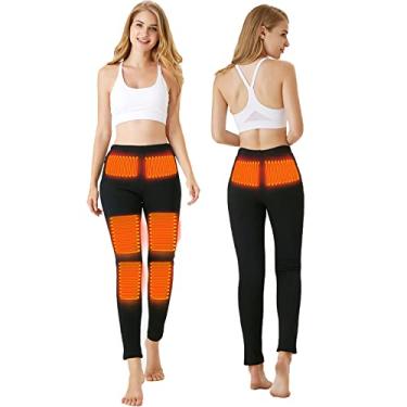 Imagem de Calças aquecidas femininas calças quentes aquecidas para mulheres, 8 peças almofadas de aquecimento, 3 controle de temperatura (sem bateria), preto, P