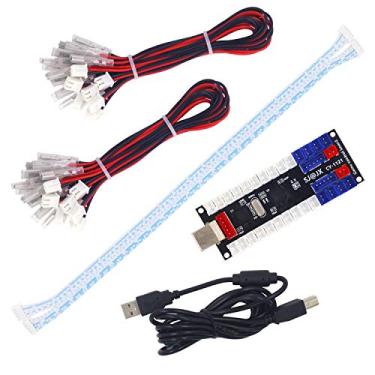 Imagem de SJ@JX 2 Player Arcade USB Encoder Board Zero Delay Game Controller DIY Kit 20x Button Cable 2x Joystick Cable for Retro Pie PC MAME Raspberry Pi