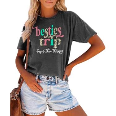 Imagem de Besties Trip Shirt for Women Girls Cruise Shirt Best Friends Shirts Girls Squad Camiseta de férias de verão, Cinza, G