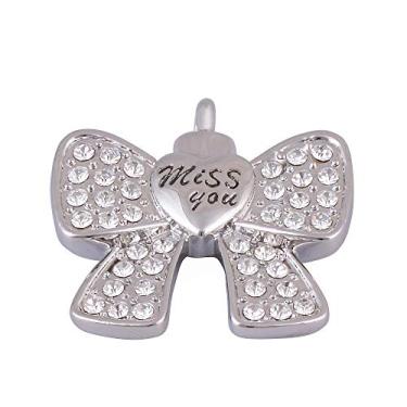 Imagem de YTIYT Colar de cinzas urna colares para cinzas laço perfume frasco pingente ossos memorial pingente, Aço inoxidável, não conhecido